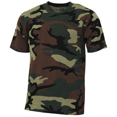 MFH Maglietta streetstyle americana a maniche corte, woodland