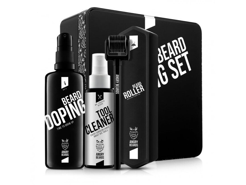 Angry Beards Roller & Doping Set per la crescita della barba e della barba
