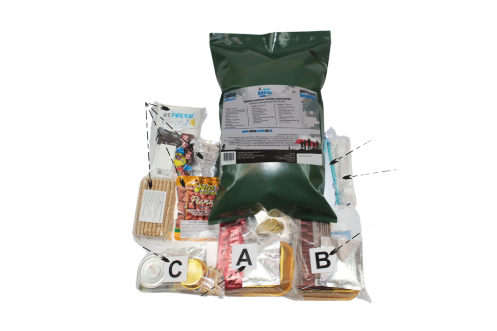 Arpol Razione alimentare da combattimento individuale RB3 - spalla di maiale con riso + gulash del calderone