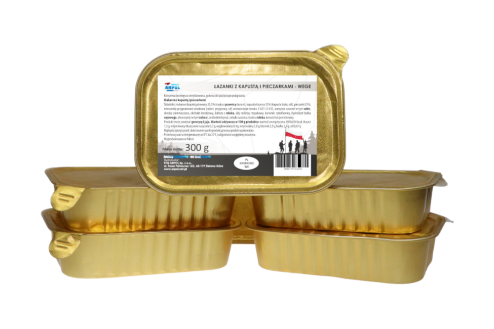 Arpol Pasto militare in vaschetta - pasta con cavolo e funghi, 300g