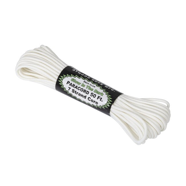 Atwood 550 corda paracord fosforescente (50 piedi) , bianco (GLOW-PC100)