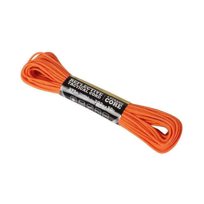 Atwood Cordino tattico riflettente 3/32 x 50 piedi, arancione neon (332R50)