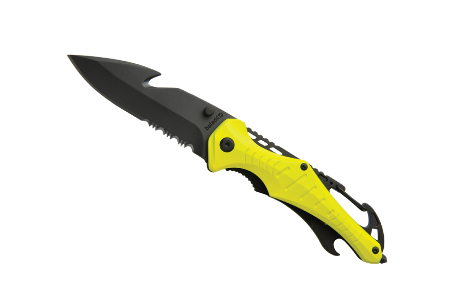 Baladeo ECO201 coltello di salvataggio di emergenza, giallo riflettente