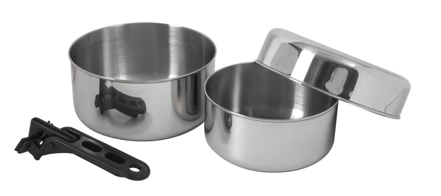 BasicNature Biwak 1 set di cottura in acciaio inox con manico in abs