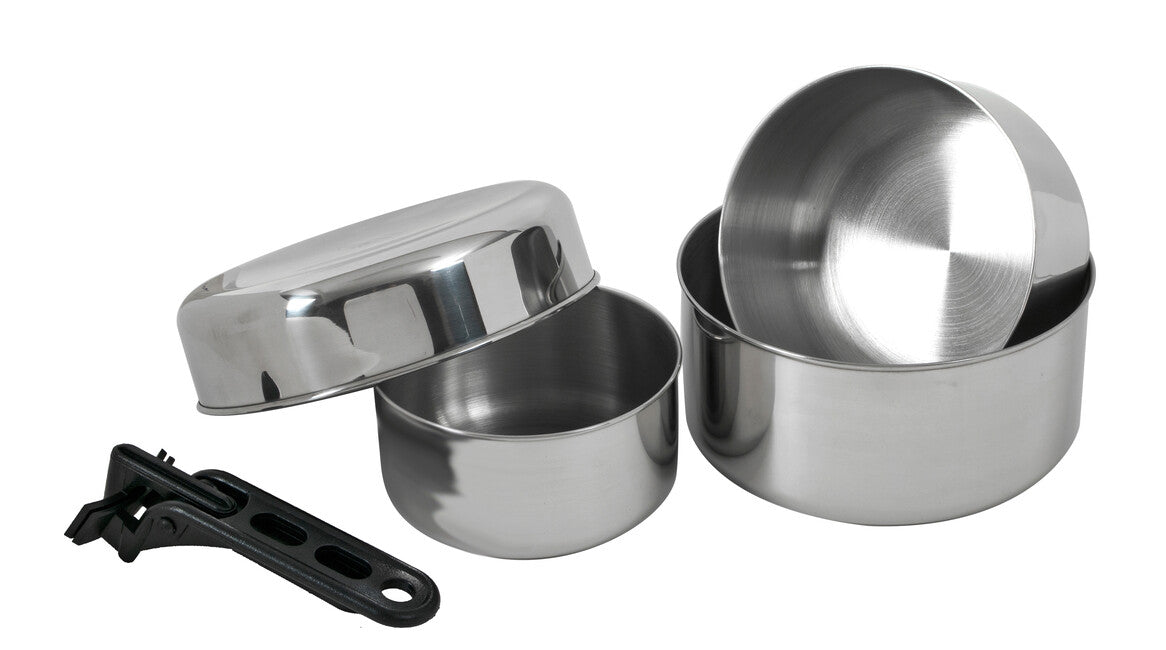 BasicNature Biwak 2 set di utensili da campeggio in acciaio inox