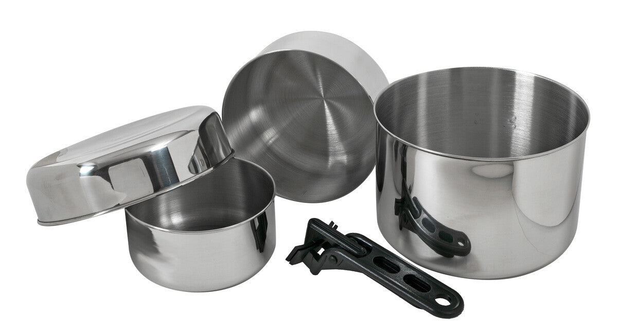 BasicNature Biwak 3 set di cottura in acciaio inox per tutta la famiglia