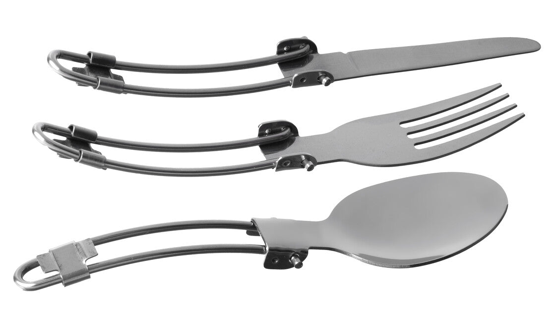 BasicNature MiniTrek set di posate pieghevoli in acciaio inox con borsa in nylon