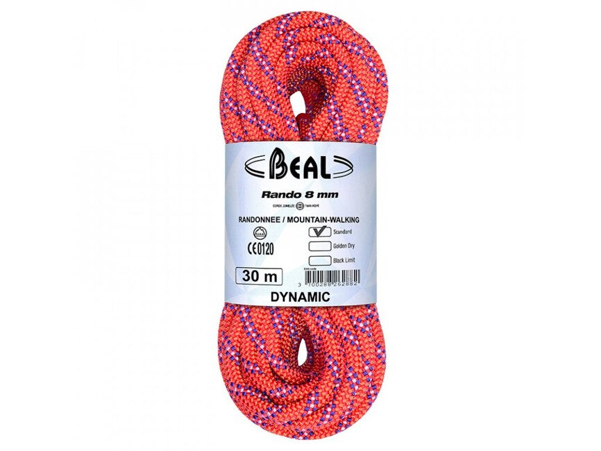 Beal Rando corda doppia per escursioni su ghiacciaio e sci 8 mm 20 m, arancione