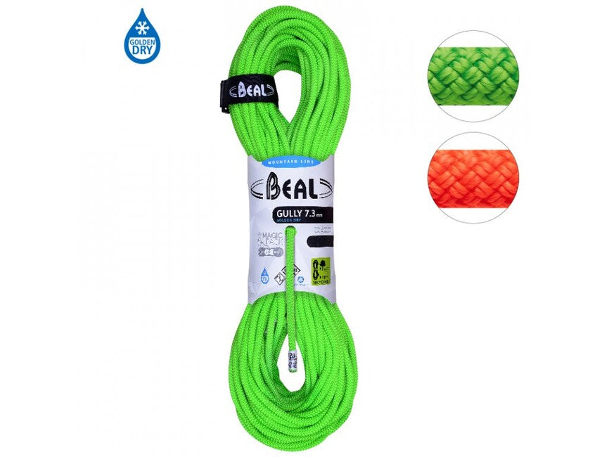 Beal Gully corda da arrampicata unicore 7,3 mm 2 × 70 m, arancione / verde