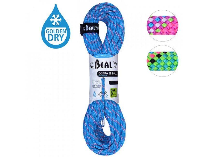 Beal Cobra Mezza corda per l'arrampicata invernale unicore 8,6 mm 2 × 60 m, blu / fucsia