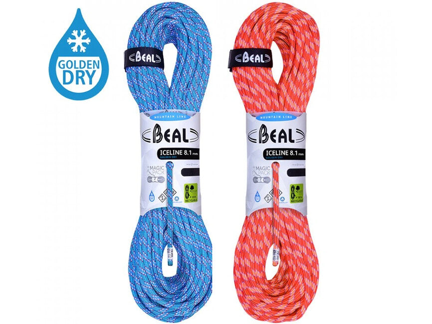 Beal Ice Line mezza corda da arrampicata unicore 8,1 mm 2 × 60 m, smeraldo / arancione