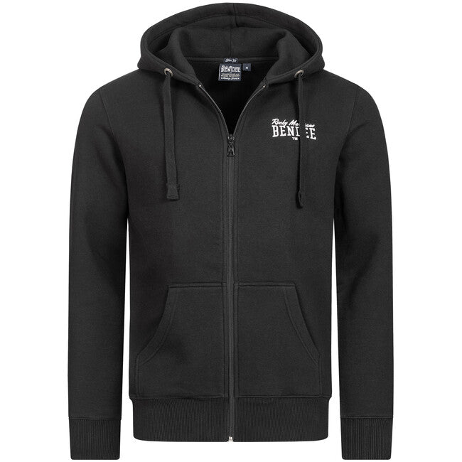 BENLEE felpa con cappuccio da uomo con zip logo sul petto, nera