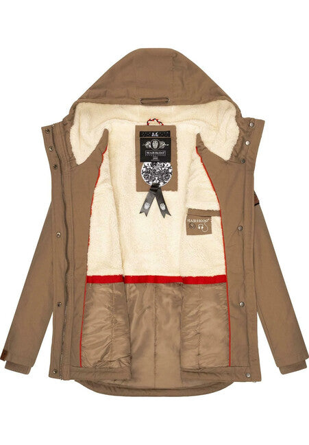 Marikoo BIKOO giacca invernale da donna con cappuccio, taupe