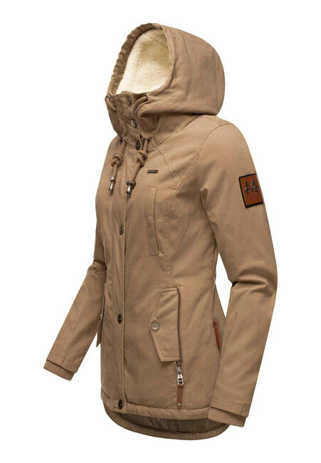 Marikoo BIKOO giacca invernale da donna con cappuccio, taupe