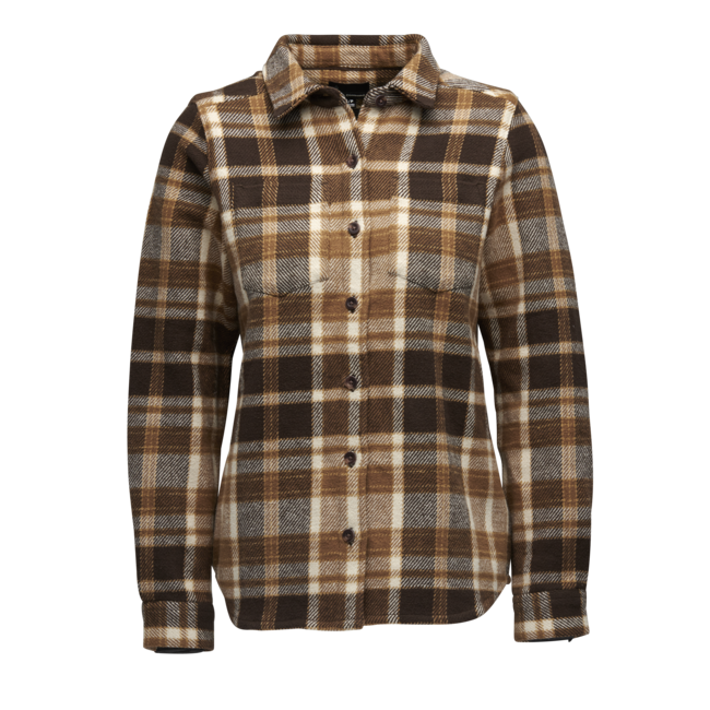 Black Diamond Project Heavy camicia di flanella da donna, marrone corteccia - bianco scozzese
