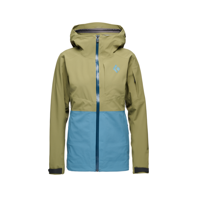 Black Diamond Recon Stretch Ski Shell giacca da sci da donna, verde falesia e blu torrente
