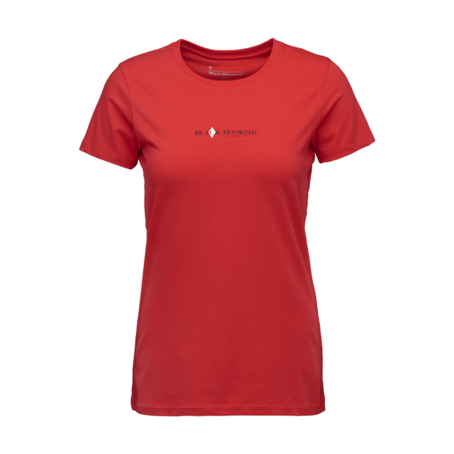Black Diamond Heritage Wordmark t-shirt a maniche corte da donna, rosso corallo