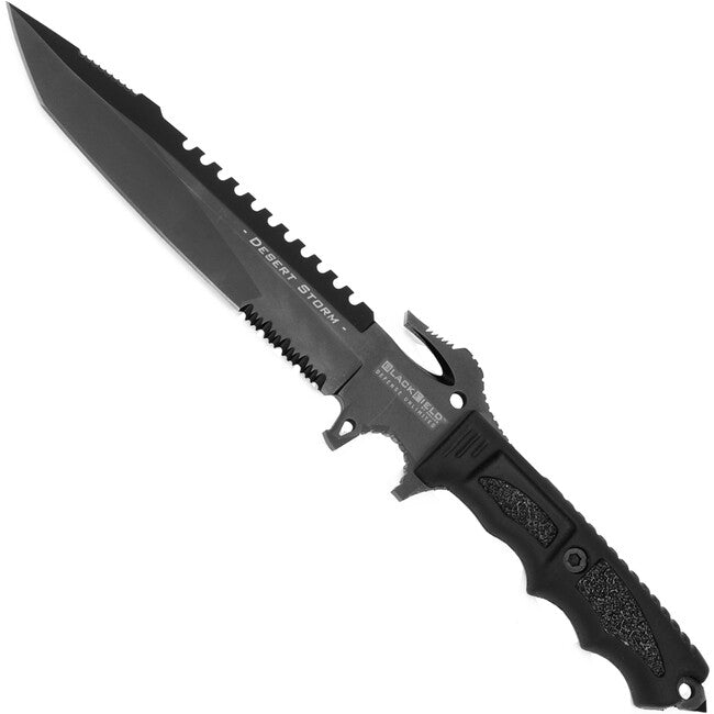 BlackField Desert Storm coltello con lama seghettata, nero