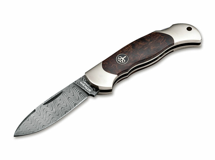 Böker Junior Scout Spearpoint coltello da tasca 7 cm, damasco, betulla riccia