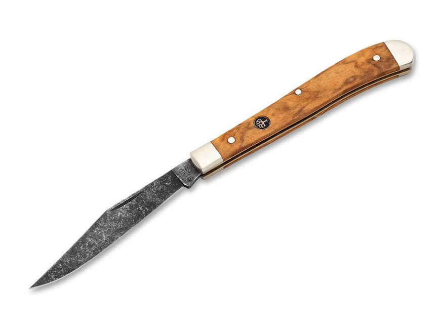 Böker Manufaktur Solingen Delicate Acid Olive coltello da tasca 8,3 cm, legno d'oliva, fodero