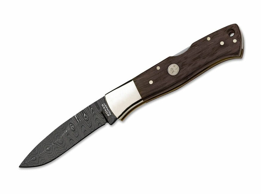 Böker Manufaktur Solingen Mamba coltello da tasca 8,2 cm, damasco, rovere Bog