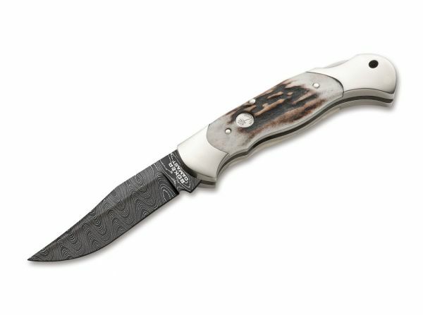 Böker Manufaktur Solingen Scout Stag coltello tascabile 8 cm, damasco, corno