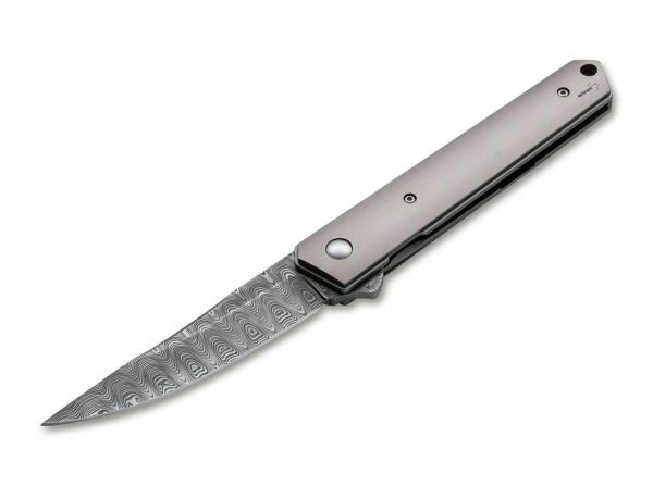 Böker Plus Kwaiken Flipper coltello da tasca 9 cm, damasco, titanio