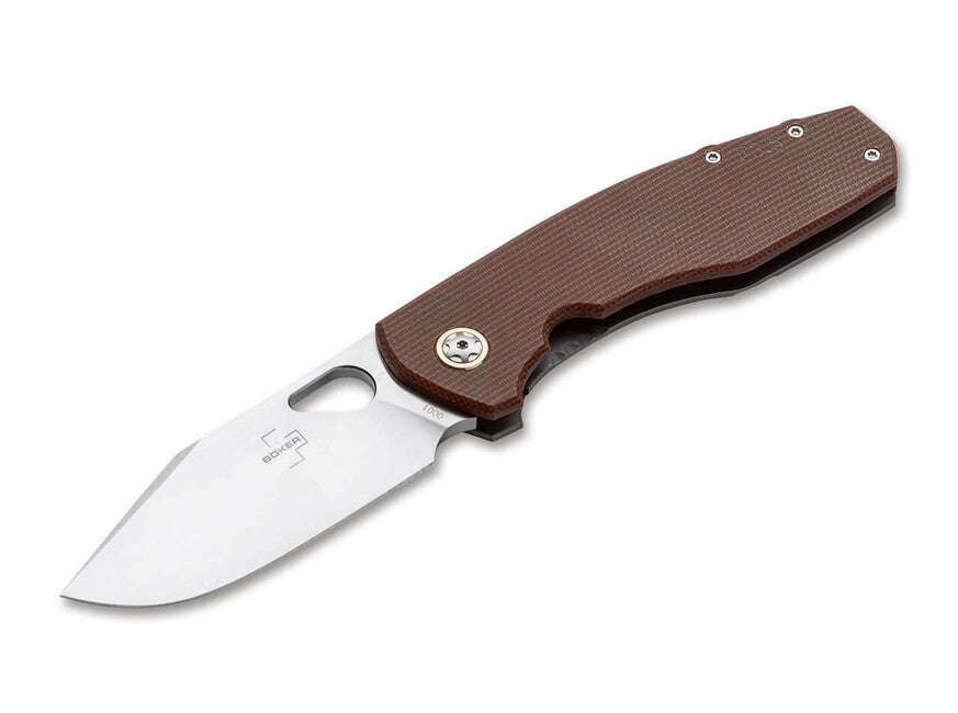 Böker Plus Micarta coltello pieghevole con fodero 8,5 cm, marrone