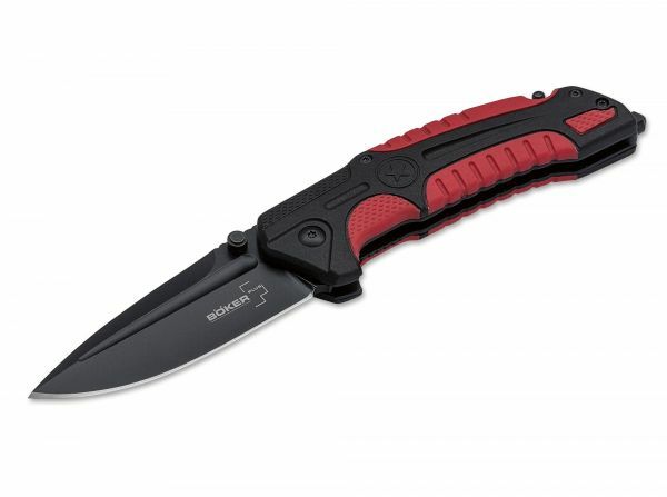 Böker Plus Savior 1 coltello da soccorso 8,4 cm, nero-rosso, plastica, gomma, fodero in nylon
