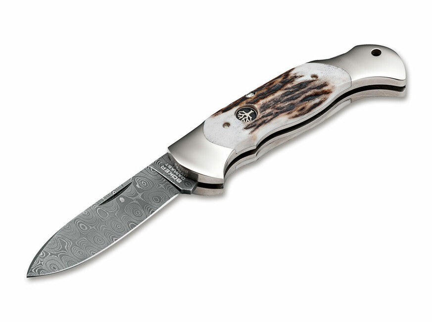 Böker Scout Spearpoint coltello da tasca 7,9 cm, damasco, corno