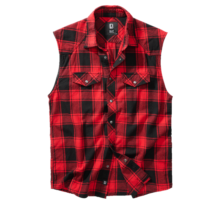 Brandit Check camicia senza maniche, rossa e nera