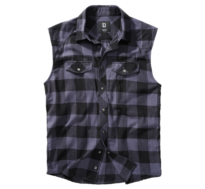 Brandit Check camicia senza maniche, nero e grigio