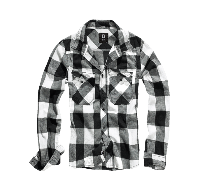 Brandit Check camicia a maniche lunghe, bianco/nero