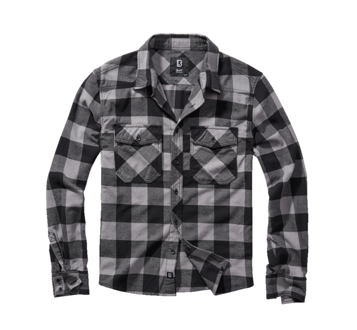 Brandit Check camicia a maniche lunghe, nero+carbone