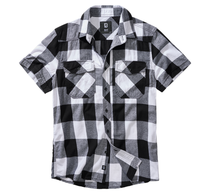 Brandit Check camicia a maniche corte, bianco/nero