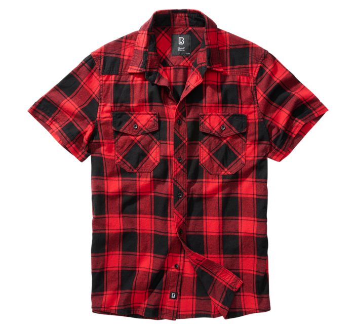 Brandit Camicia Check a maniche corte, rosso/nero