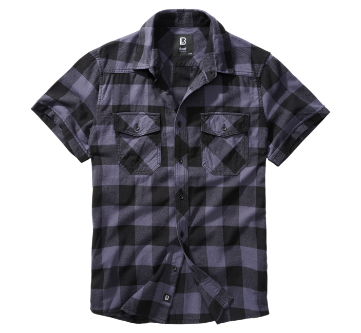 Brandit Check camicia a maniche corte, nero/grigio