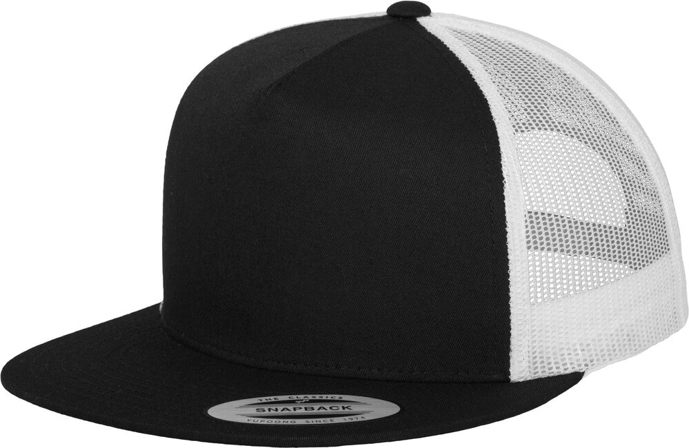 Brandit Classic Trucker con tesa dritta, bianco e nero