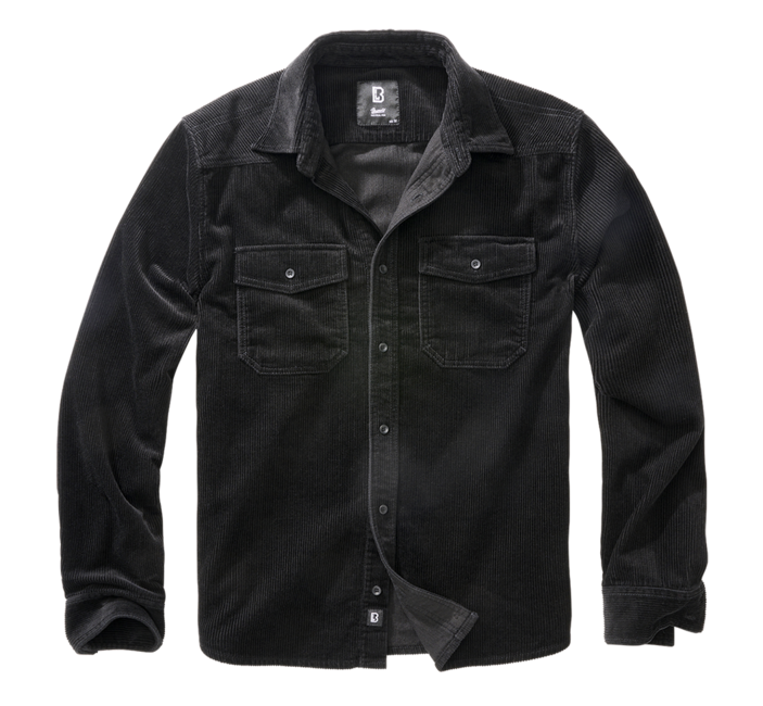 Brandit Corduroy Classic camicia a maniche lunghe, nero