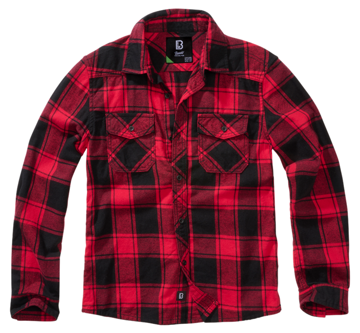 Brandit Camicia a maniche lunghe da bambino, rossa e nera
