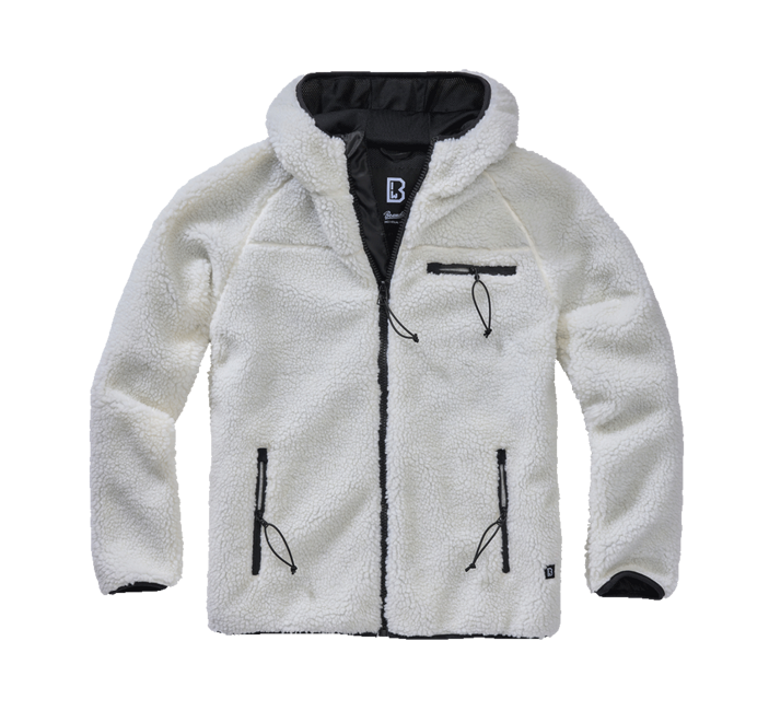 Brandit Teddyfleece Worker giacca in pile con cappuccio, bianca