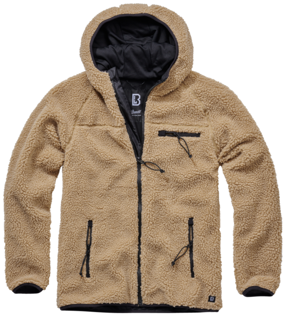Brandit Teddyfleece Worker giacca in pile con cappuccio, cammello