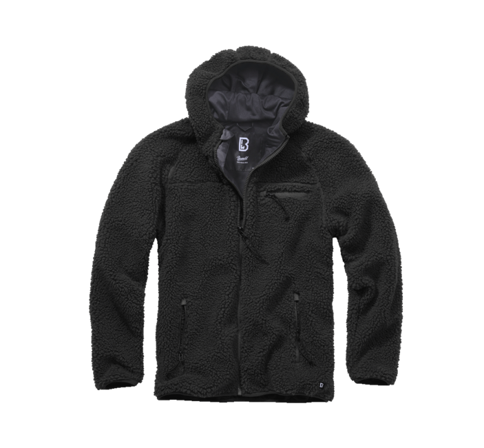 Brandit Teddyfleece Worker giacca in pile con cappuccio, nera