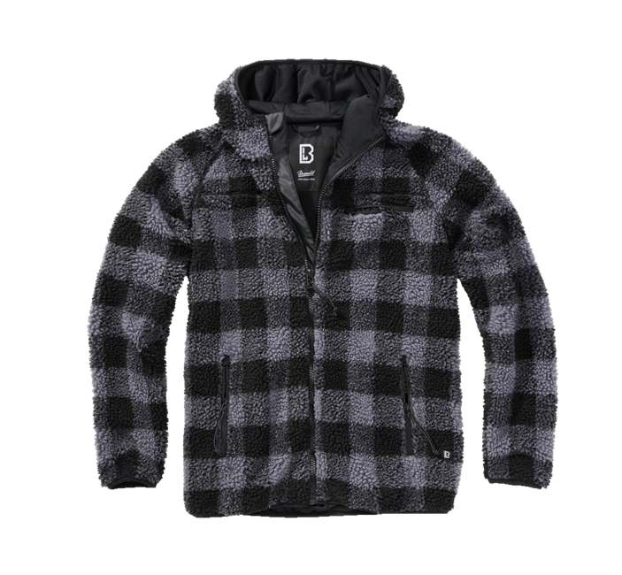 Brandit Teddyfleece Worker giacca in pile, nero/grigio