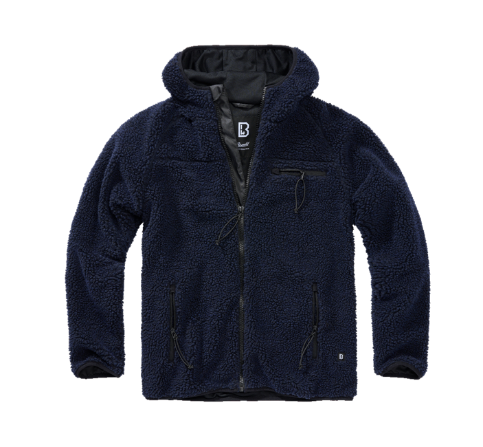 Brandit Teddyfleece Worker giacca in pile con cappuccio, blu navy
