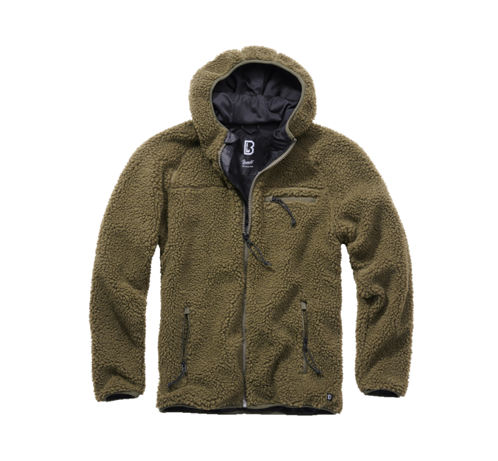 Brandit Teddyfleece Worker giacca in pile con cappuccio, oliva