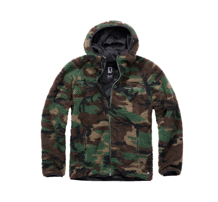 Brandit Teddyfleece Worker giacca in pile con cappuccio, woodland