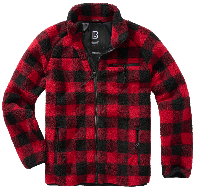 Brandit Teddyfleece giacca in pile, rosso/nero