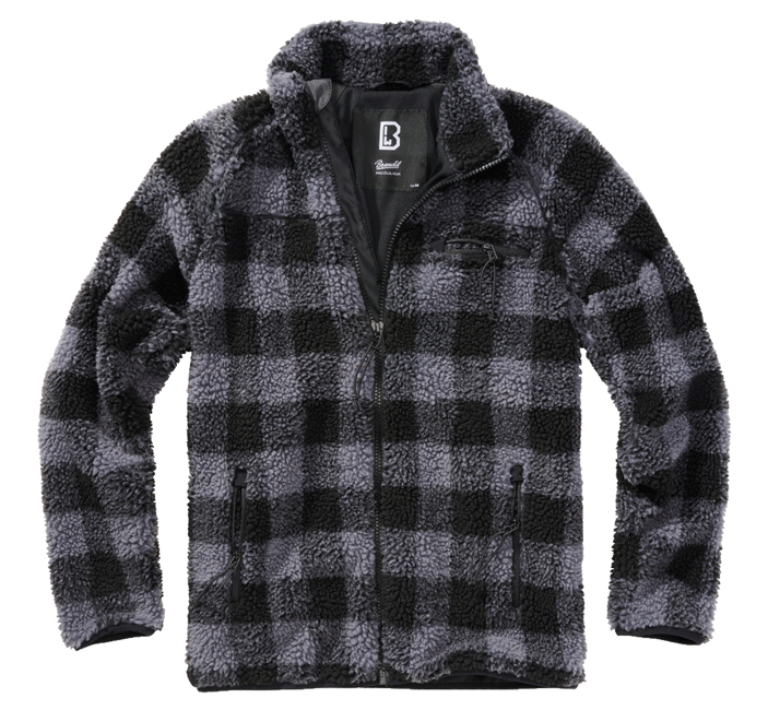 Brandit Teddyfleece giacca in pile, nero/grigio