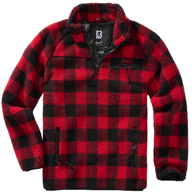 Brandit Teddyfleece Troyer giacca in pile, rosso/nero
